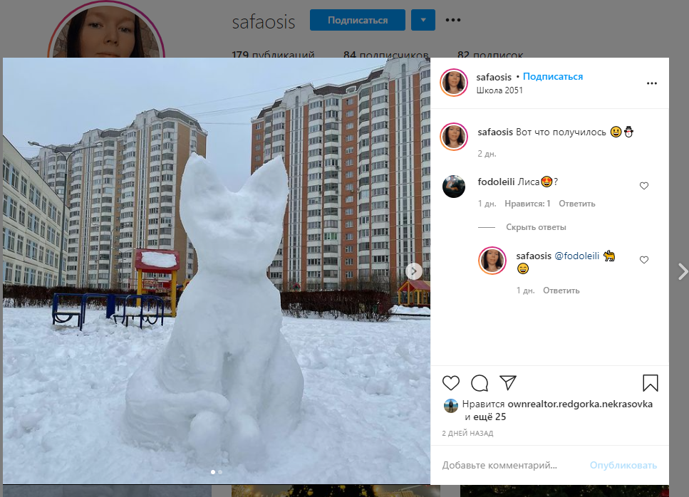 Фото дня: школу в Некрасовке теперь охраняет снежный зверь